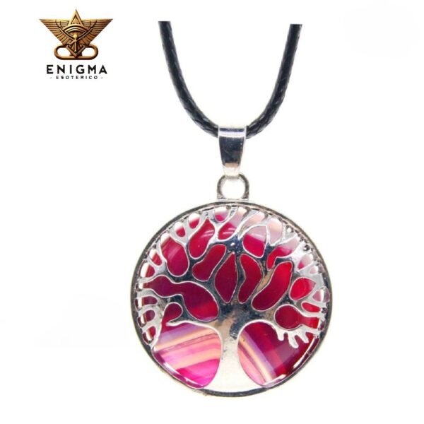 Colgante Árbol de la Vida Ágata Fucsia