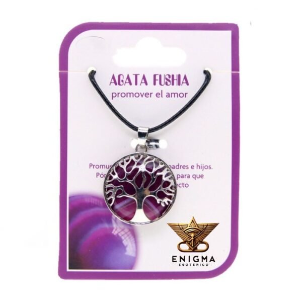 Colgante Árbol de la Vida Ágata Fucsia