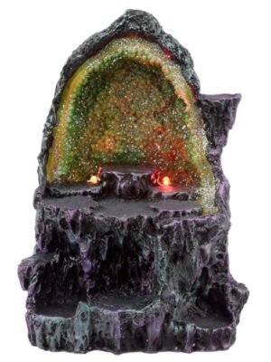 -Expositor LED Figuras Mundo Dragón Cueva Cristal Leyenda Oscura