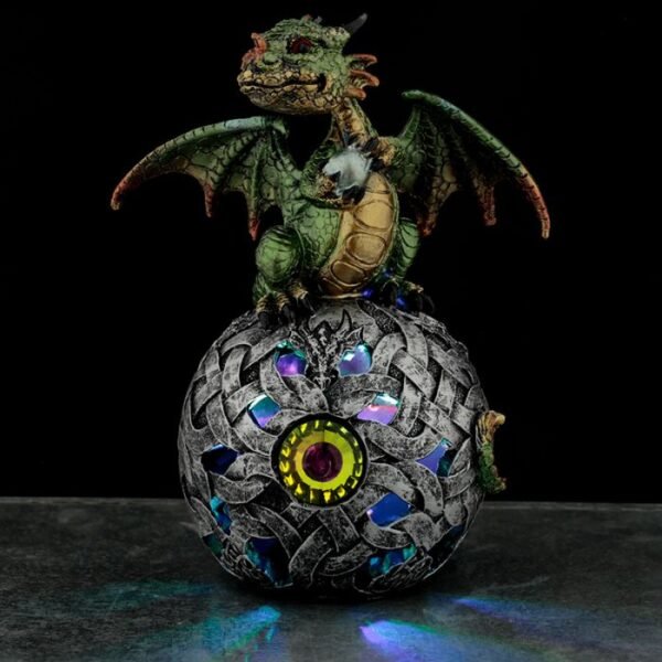 Figura Dragón con Luz LED Dragón y Bola Decoración Celta