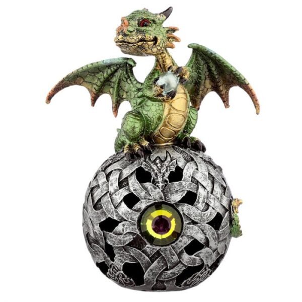 Figura Dragón con Luz LED Dragón y Bola Decoración Celta