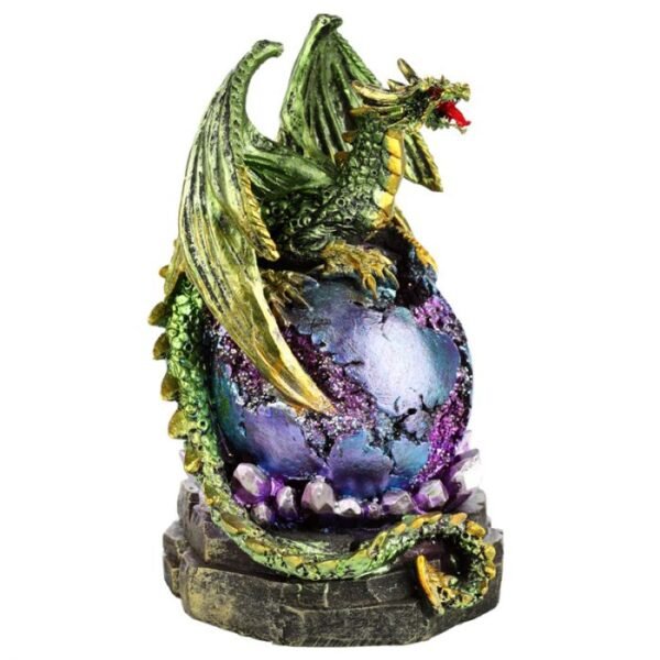 Figura de Dragón con Luz LED Leyenda Oscura Dragón sobre Huevo Geoda