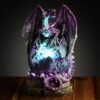 Figura de Dragón con Luz LED Leyenda Oscura Dragón sobre Huevo Geoda