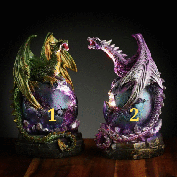 Figura de Dragón con Luz LED Leyenda Oscura Dragón sobre Huevo Geoda