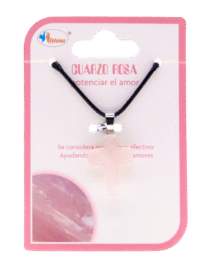 Colgante Cruz Cuarzo Rosa