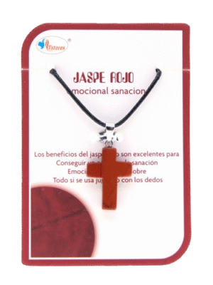 Colgante Cruz Jaspe Rojo