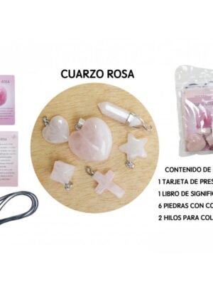 Pack Colgantes en Piedra Cuarzo Rosa