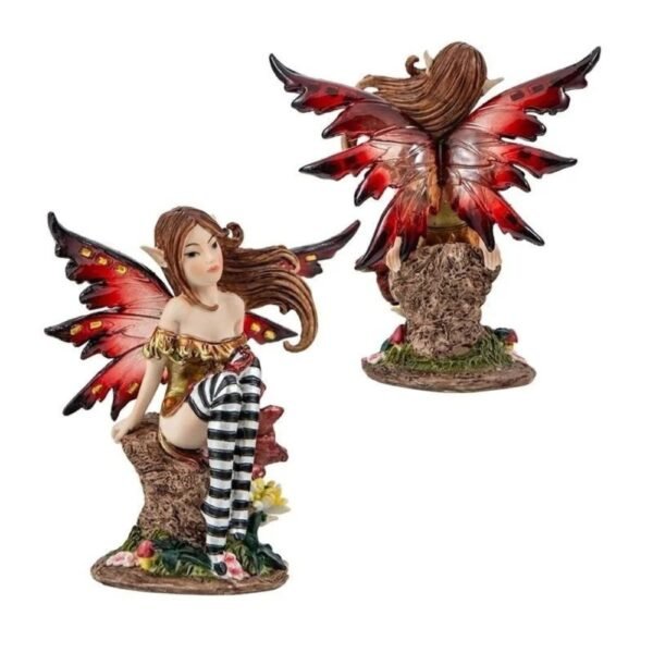 Hada Sentada Alas Rojas 12cm.