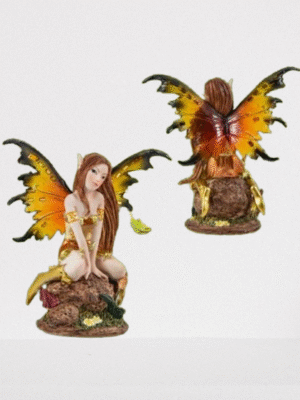 Figura de Hada Sentada Alas Dorada 12cm.