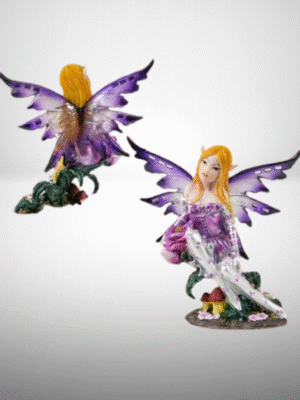 Figura de Hada Sentada Alas Purpura 12cm.