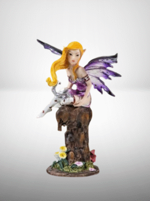 Figura de Hada Sentada en Tronco-16cm.