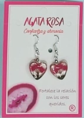 Pendiente Corazón Arbol de la Vida Agata Rosa