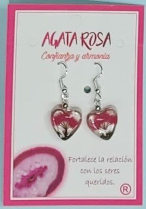 Pendiente Corazón Arbol de la Vida Agata Rosa