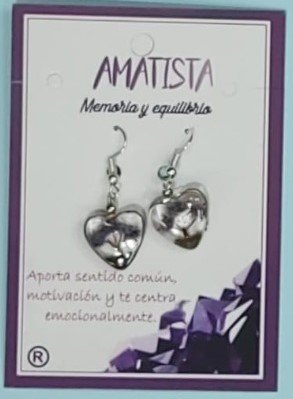 Pendiente Corazón Arbol de la Vida Amatista