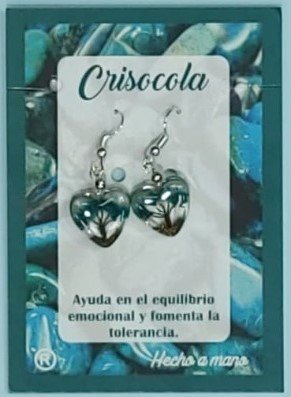 Pendiente Corazón Arbol de la Vida Crisocola