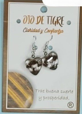 Pendiente Corazón Arbol de la Vida Ojo de Tigre