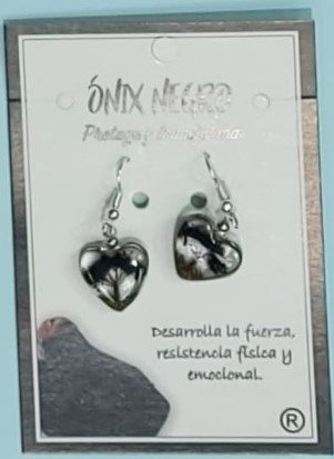 Pendiente Corazón Arbol de la Vida Onix Negro