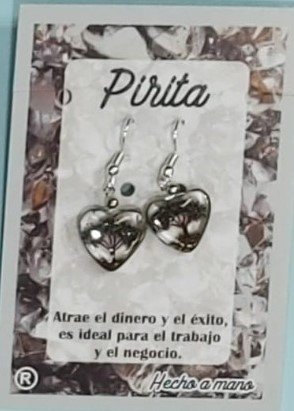 Pendiente Corazón Arbol de la Vida Pirita