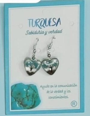 Pendiente Corazón Arbol de la Vida Turquesa