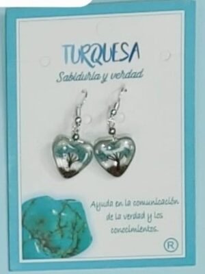 Pendiente Corazón Arbol de la Vida Turquesa