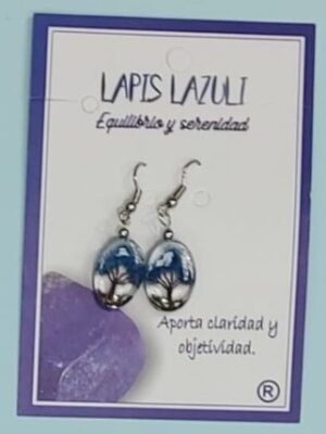 Pendiente Ovalado Arbol de la Vida LapisLazuli