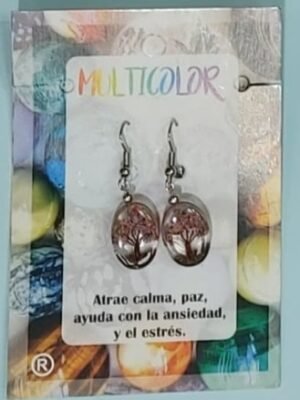 Pendiente  Ovalado Arbol de la Vida Multicolor