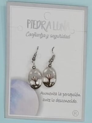 Pendiente Ovalado Arbol de la Vida Piedra Luna