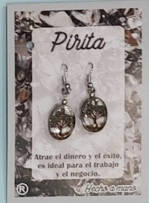 Pendiente Ovalado Arbol de la Vida Pirita