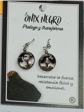 Pendiente Arbol de la Vida Onix Negro