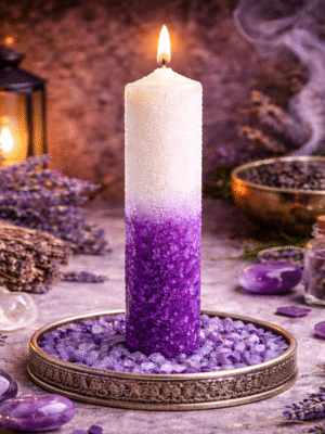 Vela Ritualizada Sal – Limpieza Espiritual y Transmutación