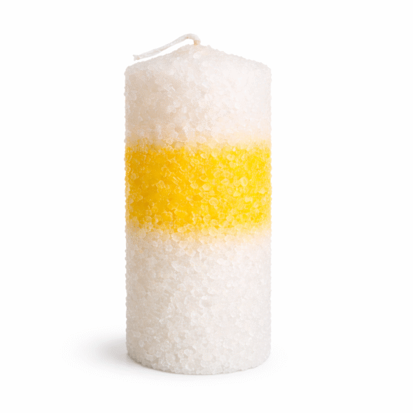Velon sal blanco-amarillo-blanco Velón Ritualizado de Petición – Limpieza, Éxito y Claridad