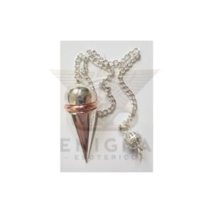 Péndulo anillo Metal Plateado (testigo)de 3,5 cm con Cadena