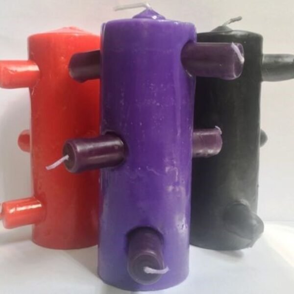 *Velón 7 Mechas Tumba Trabajos Morado