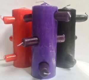 *Velón 7 Mechas Tumba Trabajos Morado