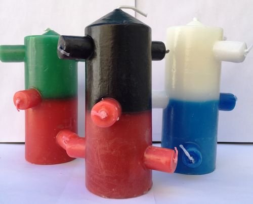 Velón 7 Mechas Tumba Trabajos Negro-Rojo