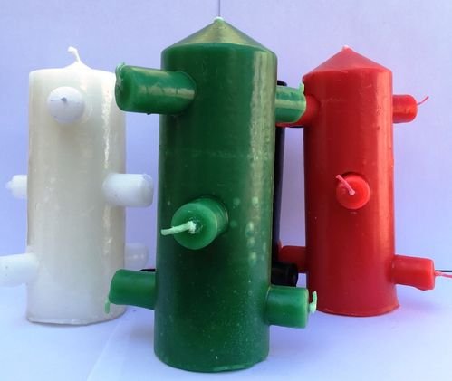 *Velón 7 Mechas Tumba Trabajos Verde