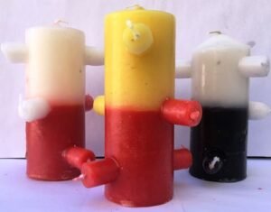 Velón 7 Mechas Tumba Trabajos Amarillo-Rojo