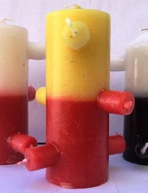 Velón 7 Mechas Tumba Trabajos Amarillo-Rojo