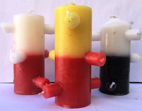 Velón 7 Mechas Tumba Trabajos Amarillo-Rojo