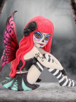 Figura de Valentina, adorno de hada con calavera de azúcar 10cm