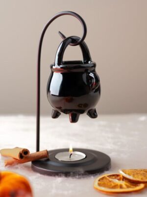 Quemador de Aceite Colgante con Soporte - Caldero Negro