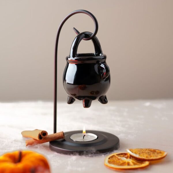 Quemador de Aceite Colgante con Soporte - Caldero Negro
