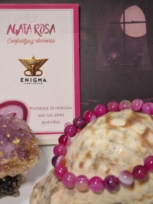 Pulsera de Mineral Ágata Rosa