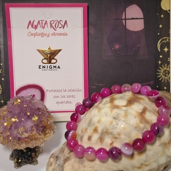 Pulsera de Mineral Ágata Rosa