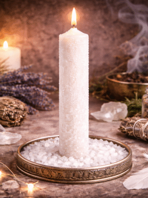 Vela Ritualizada Sal – Limpieza Energética y Protección