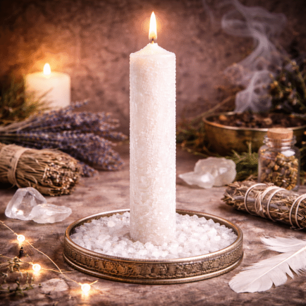Vela Ritualizada Sal – Limpieza Energética y Protección